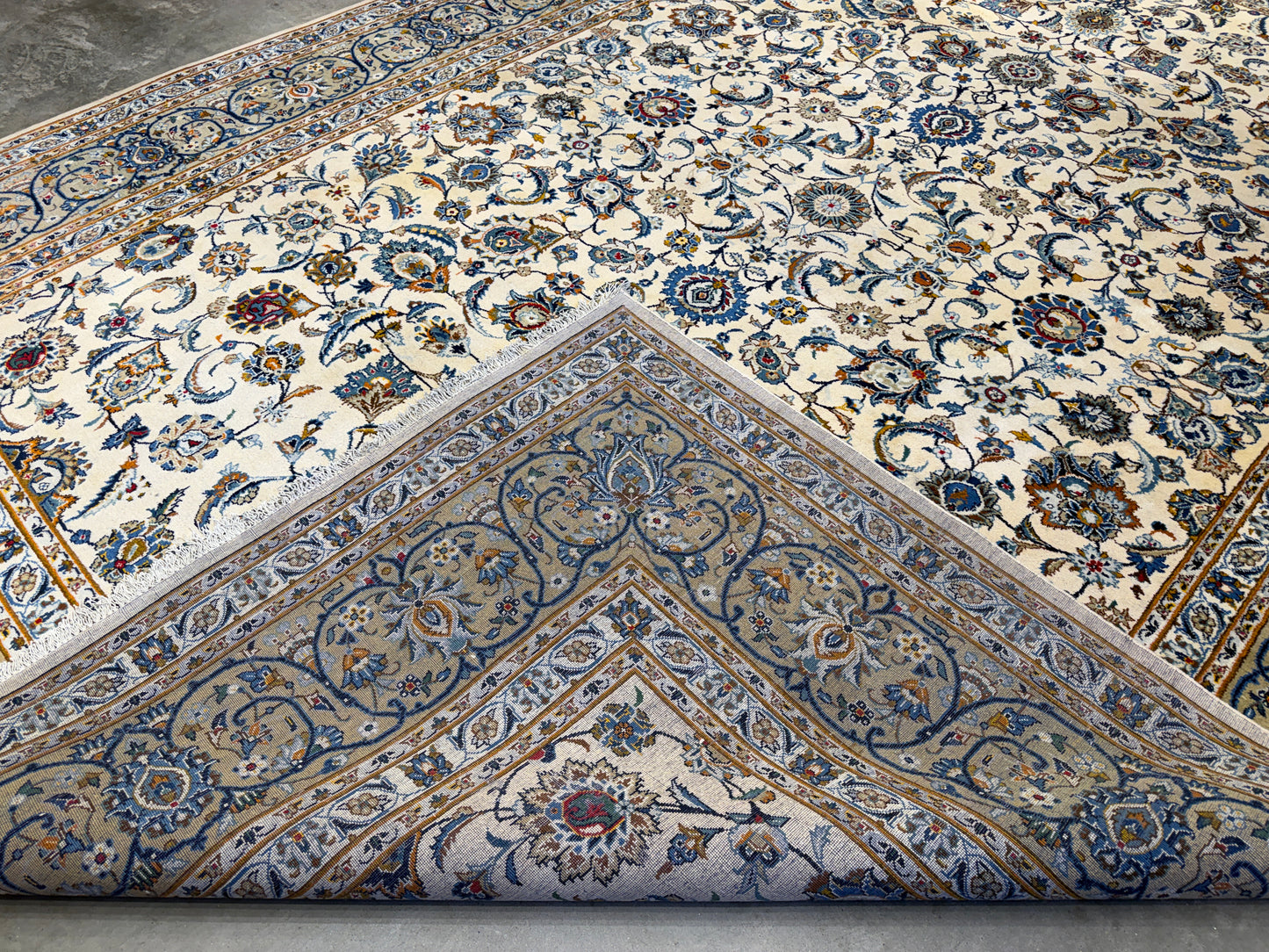 9’4”x13’3” Hand-Knotted Wool Persian Kashan Area Rug