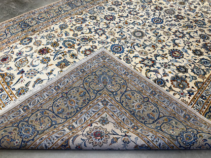 9’4”x13’3” Hand-Knotted Wool Persian Kashan Area Rug