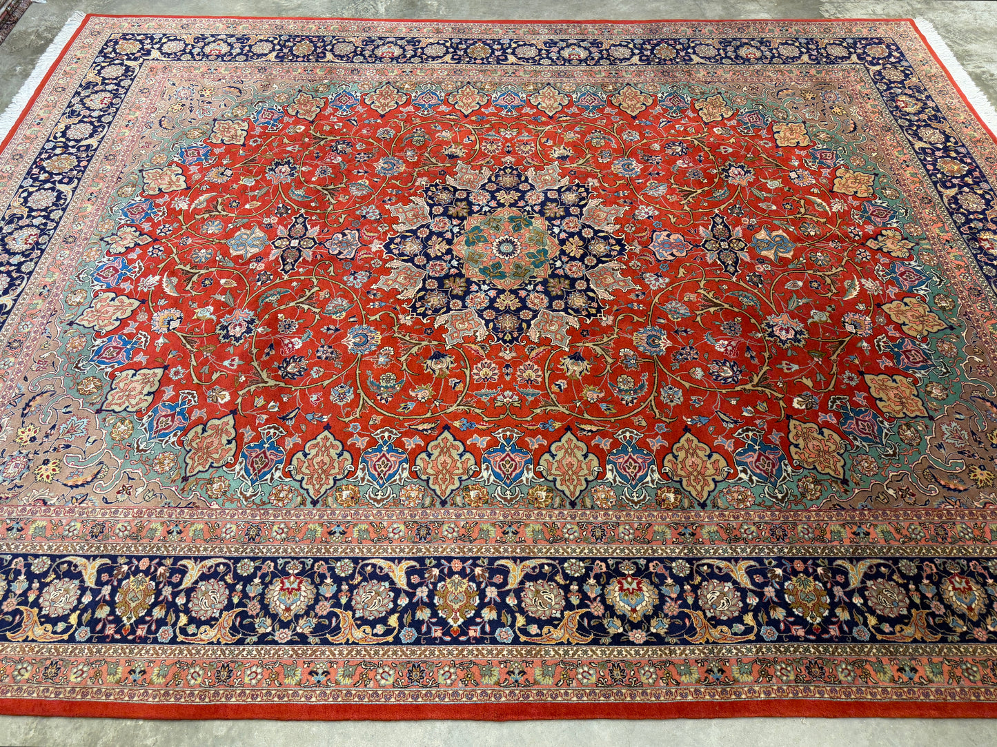 Hand-Knotted Persian Tabriz Rug - 9’9”x12’7”