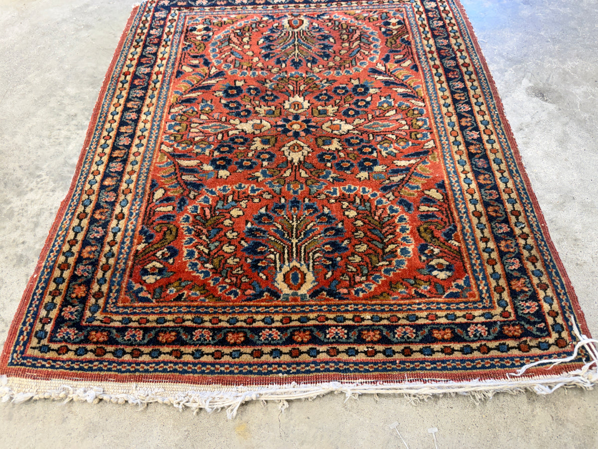Hand-Knotted Persian Sarouk Rug - 2’x2’4”