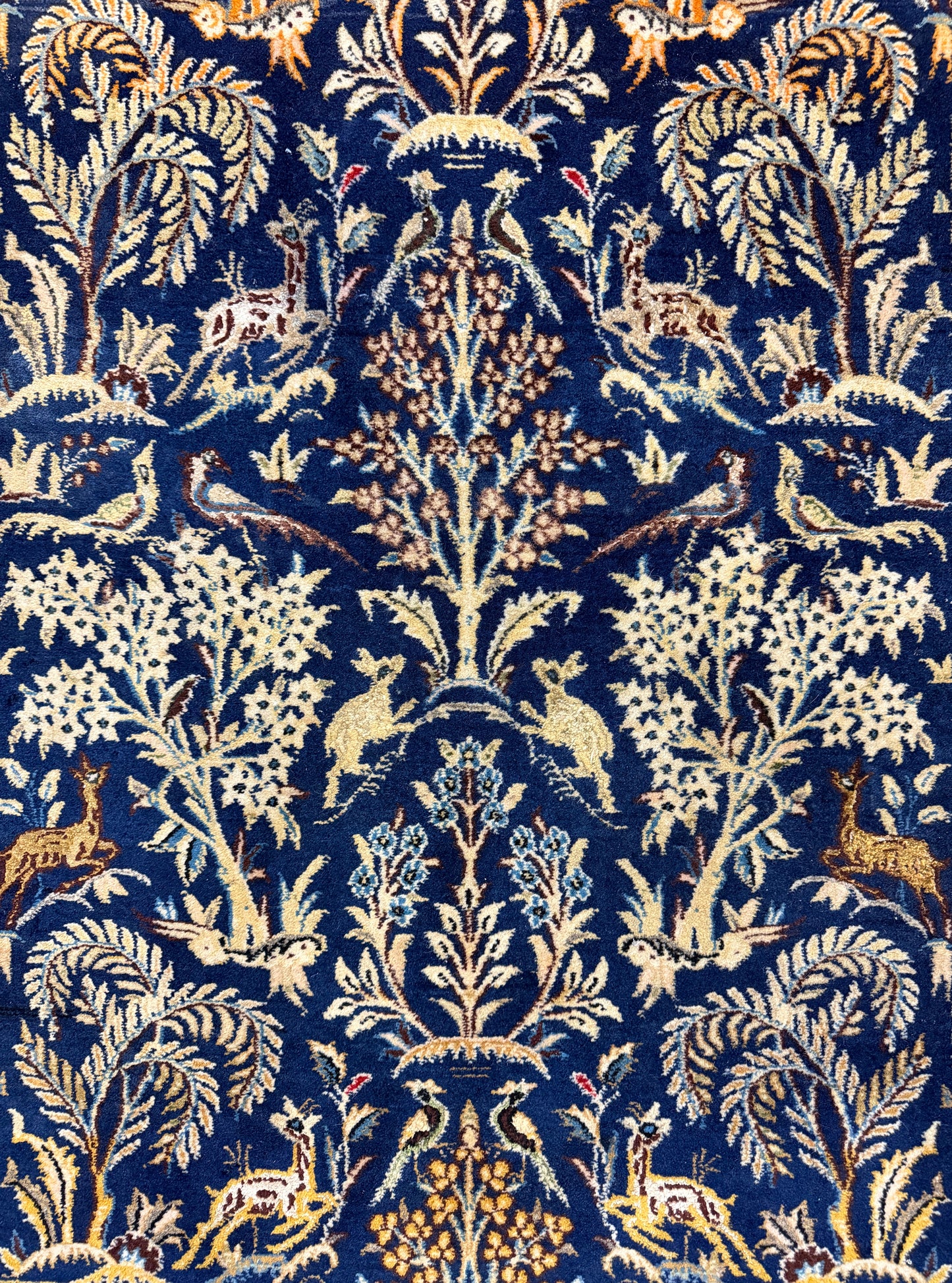 2’9”x4’2” Fine Antique Hand-Knotted Wool Kashan Tree of Life Persian Rug 2x4 Pictorial Handmade Carpet