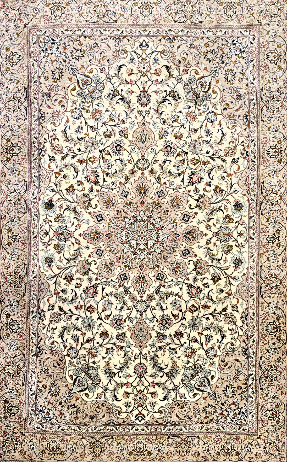 Luxurious Hand-Knotted 100% Silk Persian Qum Rug - 3'3"x5'