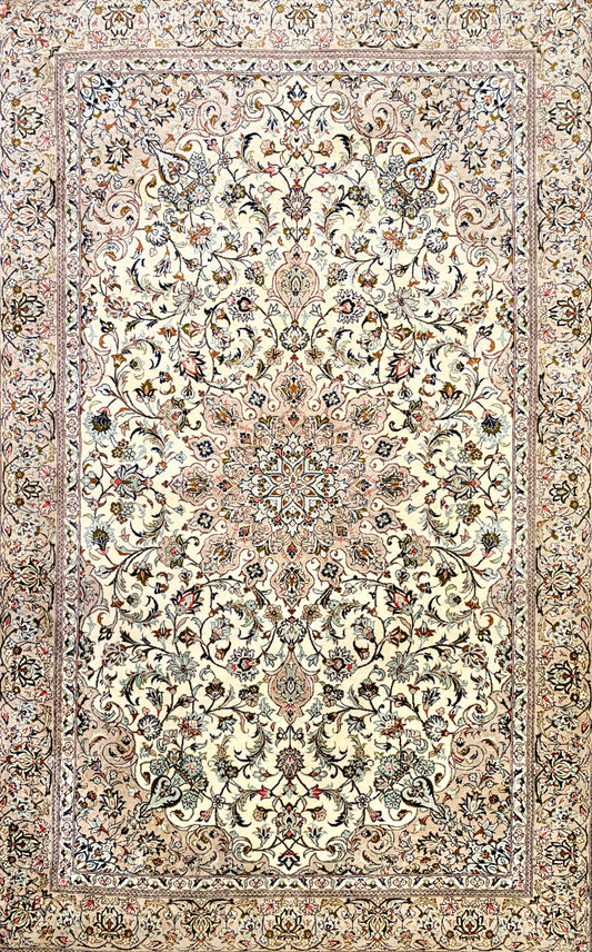 Luxurious Hand-Knotted 100% Silk Persian Qum Rug - 3'3"x5'