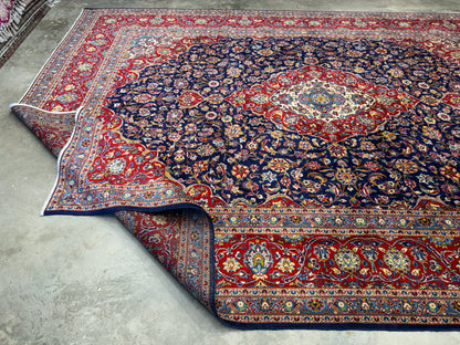 Hand-Knotted Persian Kashan Rug - 9’7”x13’3”