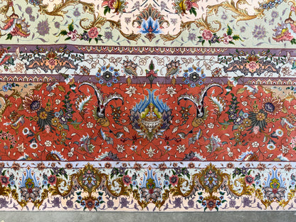 11’4”x16’2” Very Fine Hand-Knotted Persian Tabriz 80 Raj Signed Area Rug