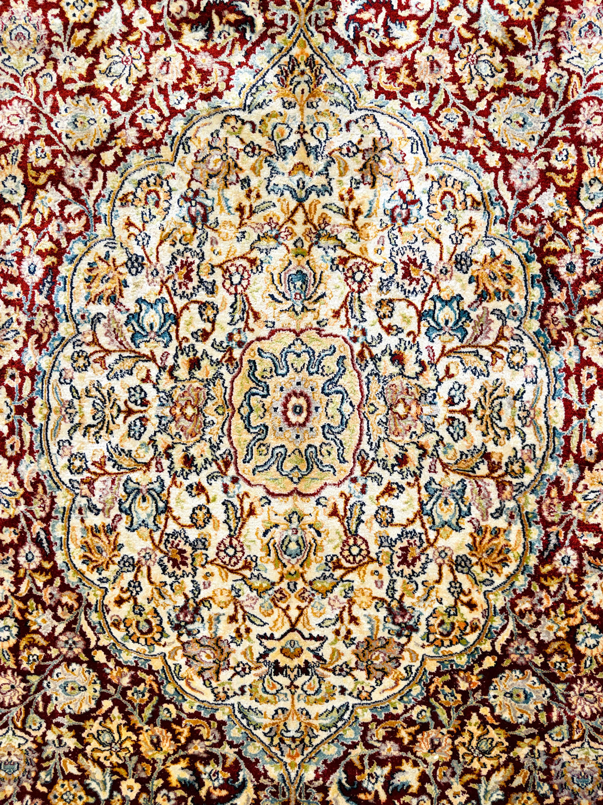 Hand-Knotted 100% Kashmiri Silk Rug - 6’10”x9’11”