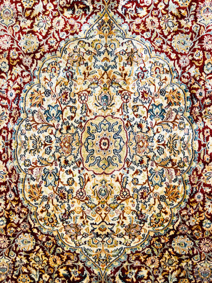 Hand-Knotted 100% Kashmiri Silk Rug - 6’10”x9’11”
