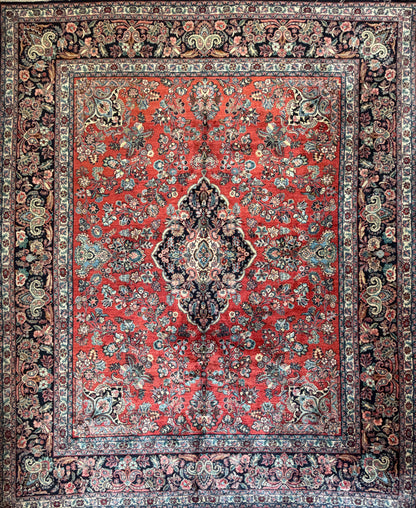 10’1”x12’4” Antique Hand-Knotted Persian Ghazvin Area Rug