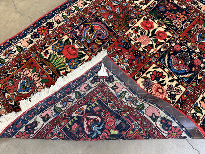 3’5”x5’2” Hand-Knotted Wool Bakhtiari Persian Rug 3x5 Red Handmade Carpet