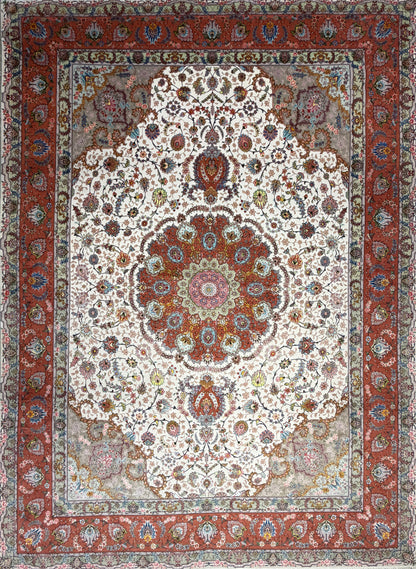 Hand-Knotted 60 Raj Persian Tabriz Rug - 9’10”x13’7”