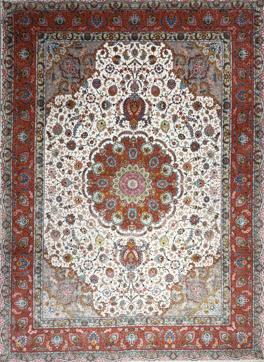 Hand-Knotted 60 Raj Persian Tabriz Rug - 9’10”x13’7”