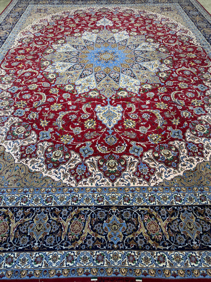 13’x16’10” Hand-Knotted Persian Isfahan Signed Asachi Area Rug
