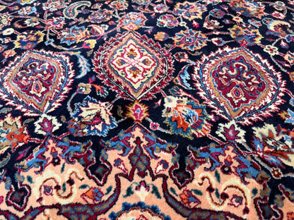 9’9”x13’2” Hand-Knotted Very Fine Antique Wool Persian Mashad Signed Saber Area Rug