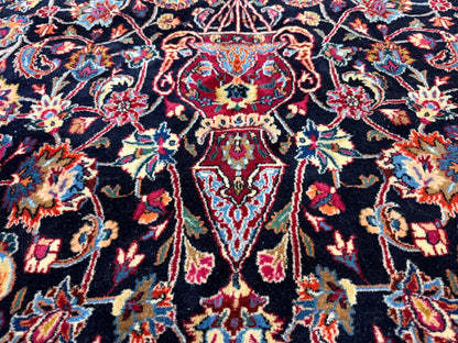 9’9”x13’2” Hand-Knotted Very Fine Antique Wool Persian Mashad Signed Saber Area Rug