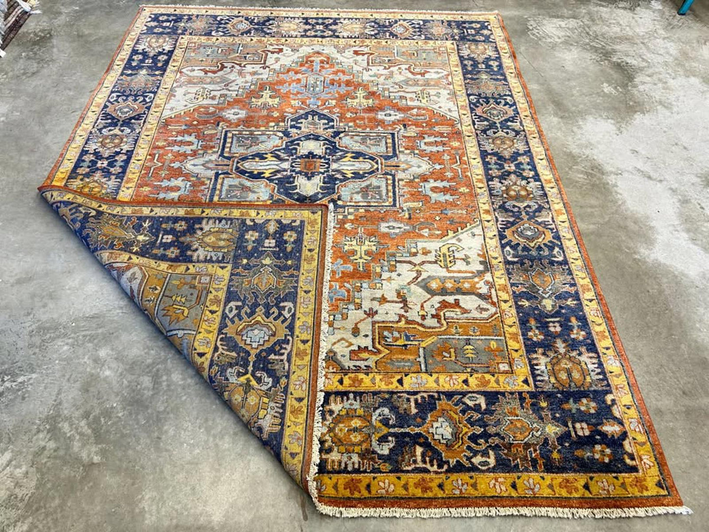 9'x11'10" Handmade 100% Wool Indian Serapi Rug