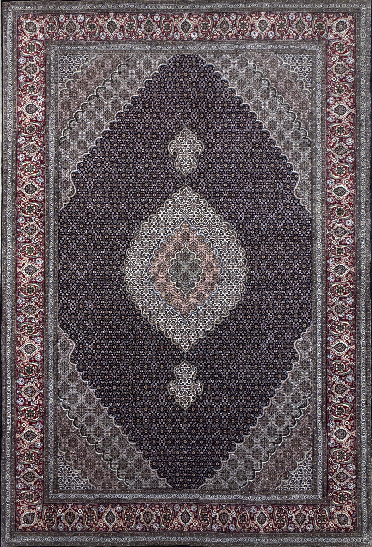 Hand-Knotted Persian Tabriz Mahi Rug - 6'7"x9'10"
