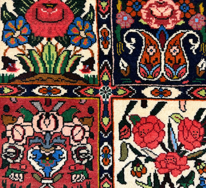 3’5”x5’2” Hand-Knotted Wool Bakhtiari Persian Rug 3x5 Red Handmade Carpet