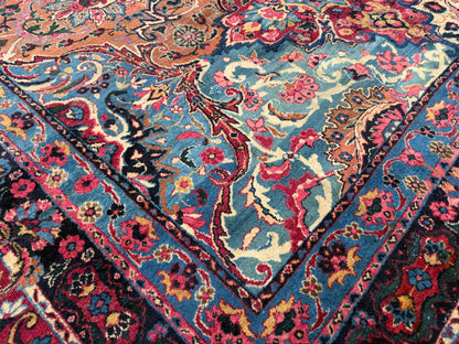 13’6”x21’10” Antique Hand-Knotted Very Fine Wool Persian Kerman Area Rug