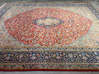Antique Hand-Knotted Persian Kerman Rug - 9’11”x13’4”