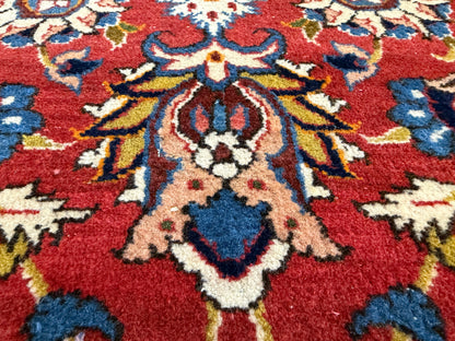10’2”x14’2” Very Fine Vintage Hand-Knotted Wool Isfahan Persian Rug 10x14 Red All-Over Handmade Carpet