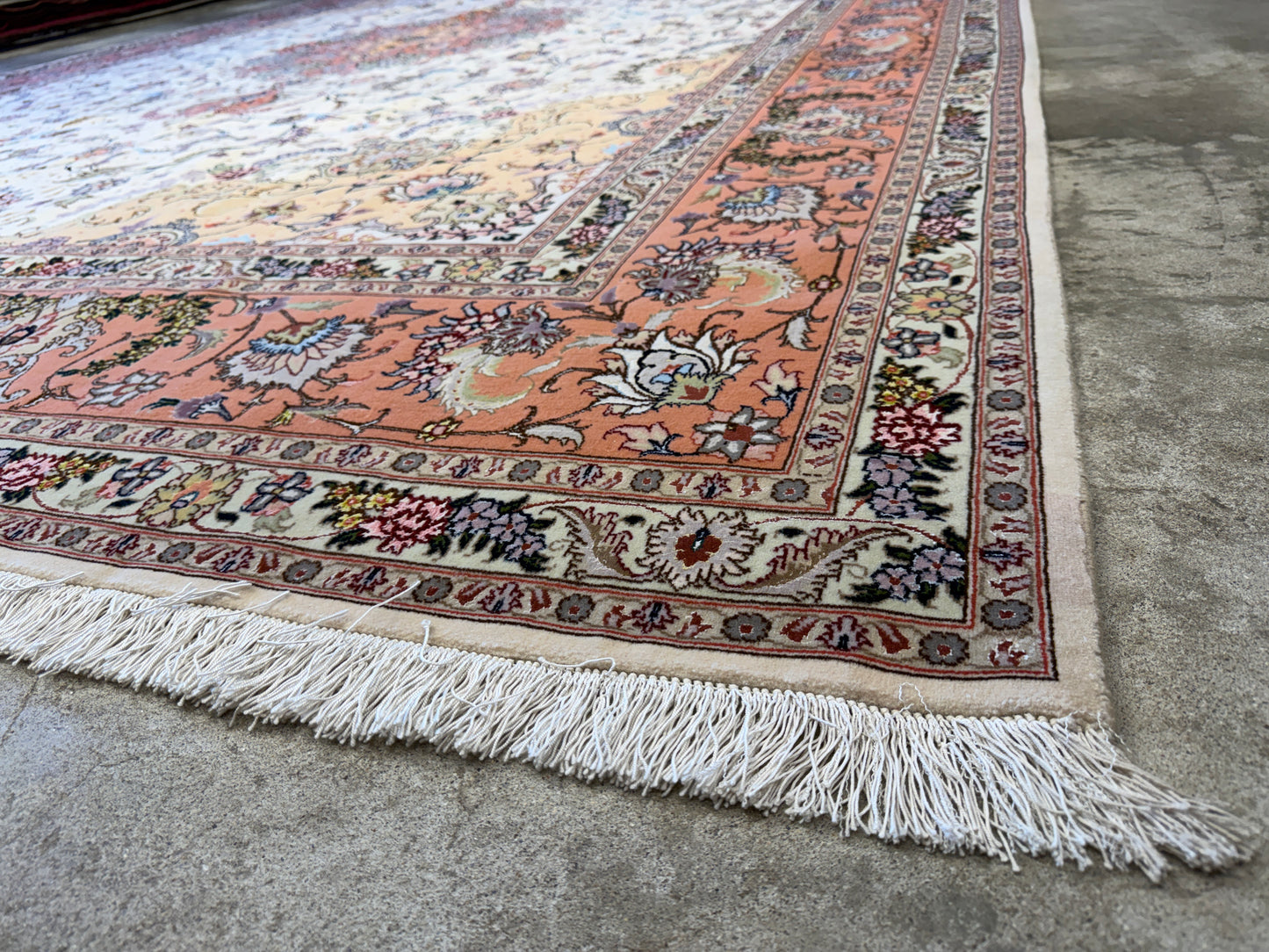 9’8”x13’8” Very Fine Hand-Knotted Persian Tabriz 80 Raj Area Rug