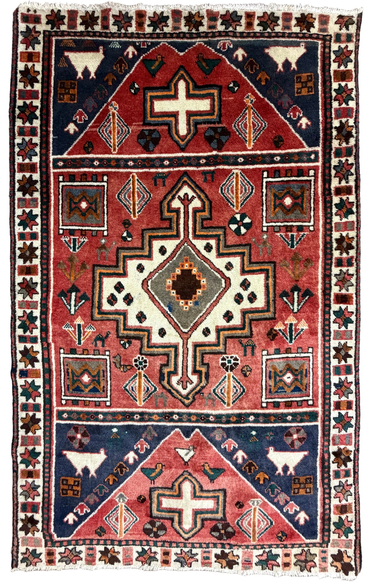 Hand-Knotted Persian Hamadan Rug - 4'6"x6'9"