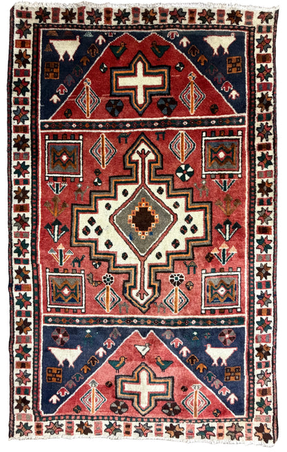 Hand-Knotted Persian Hamadan Rug - 4'6"x6'9"