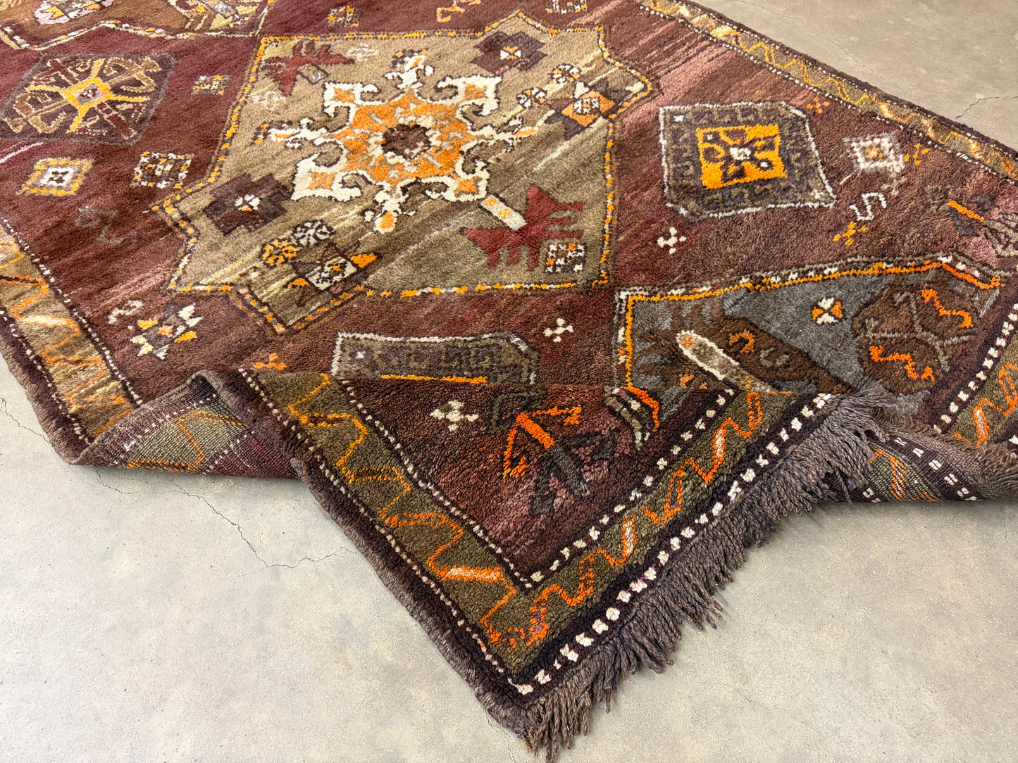 4’6”x12’9” Hand-Knotted Wool Russian Signed Kazak Runner