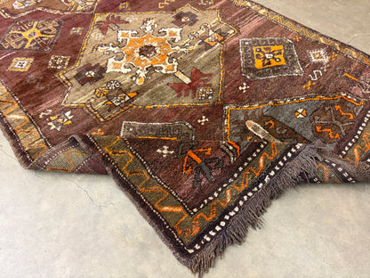 4’6”x12’9” Hand-Knotted Wool Russian Signed Kazak Runner