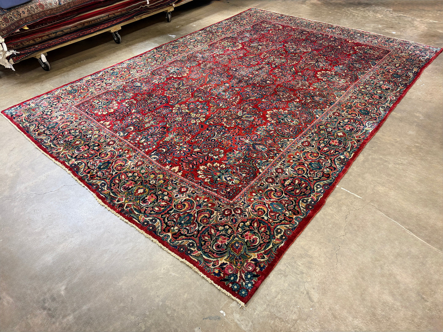 10’10”x15’6” Antique Hand-Knotted Fine Kork Wool Persian Sarouk Area Rug Handmade