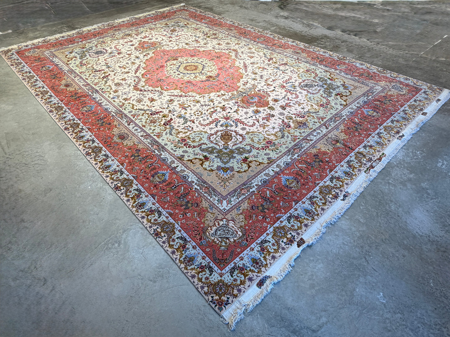 11’4”x16’2” Very Fine Hand-Knotted Persian Tabriz 80 Raj Signed Area Rug