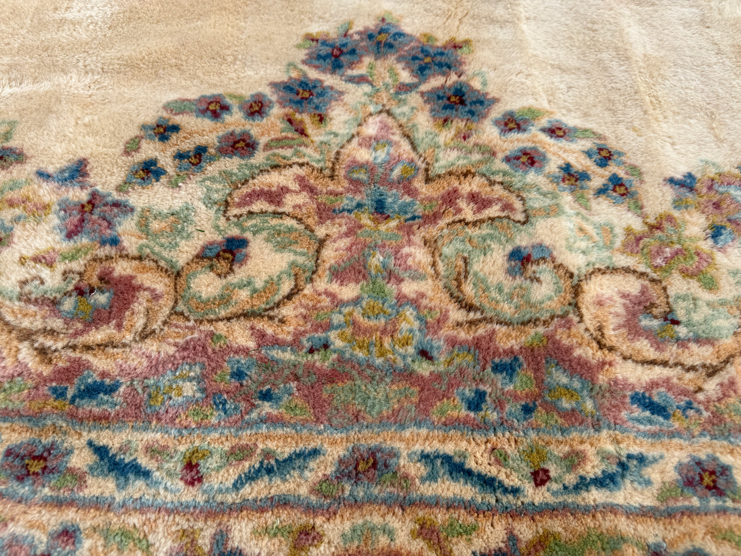 9’8”x19’ Antique Hand-Knotted Wool Persian Kerman Area Rug