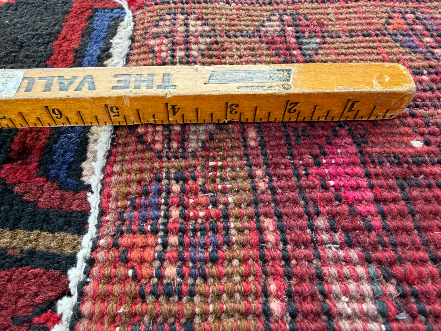 3’11”x13’2” Vintage Hand-Knotted Wool Hamadan Runner