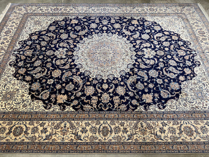Hand-Knotted 4 La Persian Nain Rug - Signed Habibian - 10'4"x14'3"