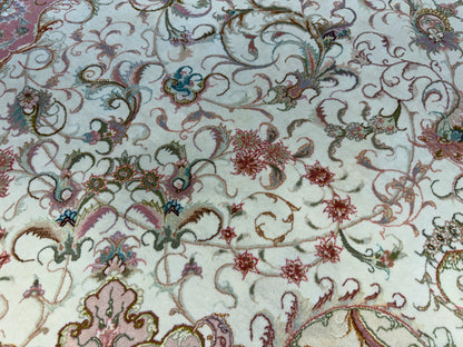 10’x13’6” Very Fine Hand-Knotted Persian Tabriz 80 Raj Area Rug