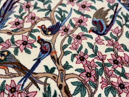 Hand-Knotted Persian Isfahan Rug -Garden of Birds- 3’8”x5’6”