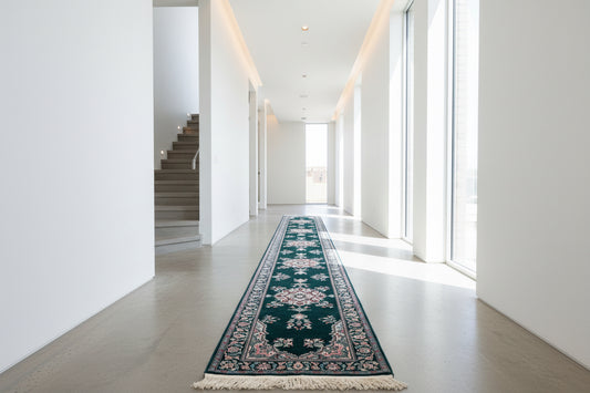 2’5”x18’ Hand-Knotted Wool SinoPersian Kerman Oriental Runner Handmade Green Carpet