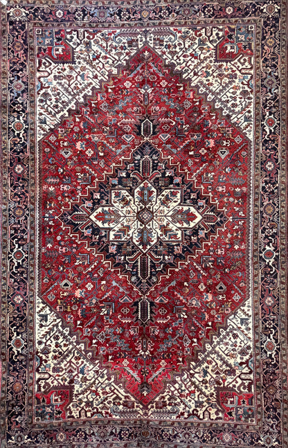 Hand-Knotted Persian Heriz Rug - 10’6”x16’6”