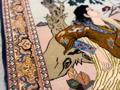 Hand-Knotted Pictorial Persian Isfahan Rug - 3’5”x5’