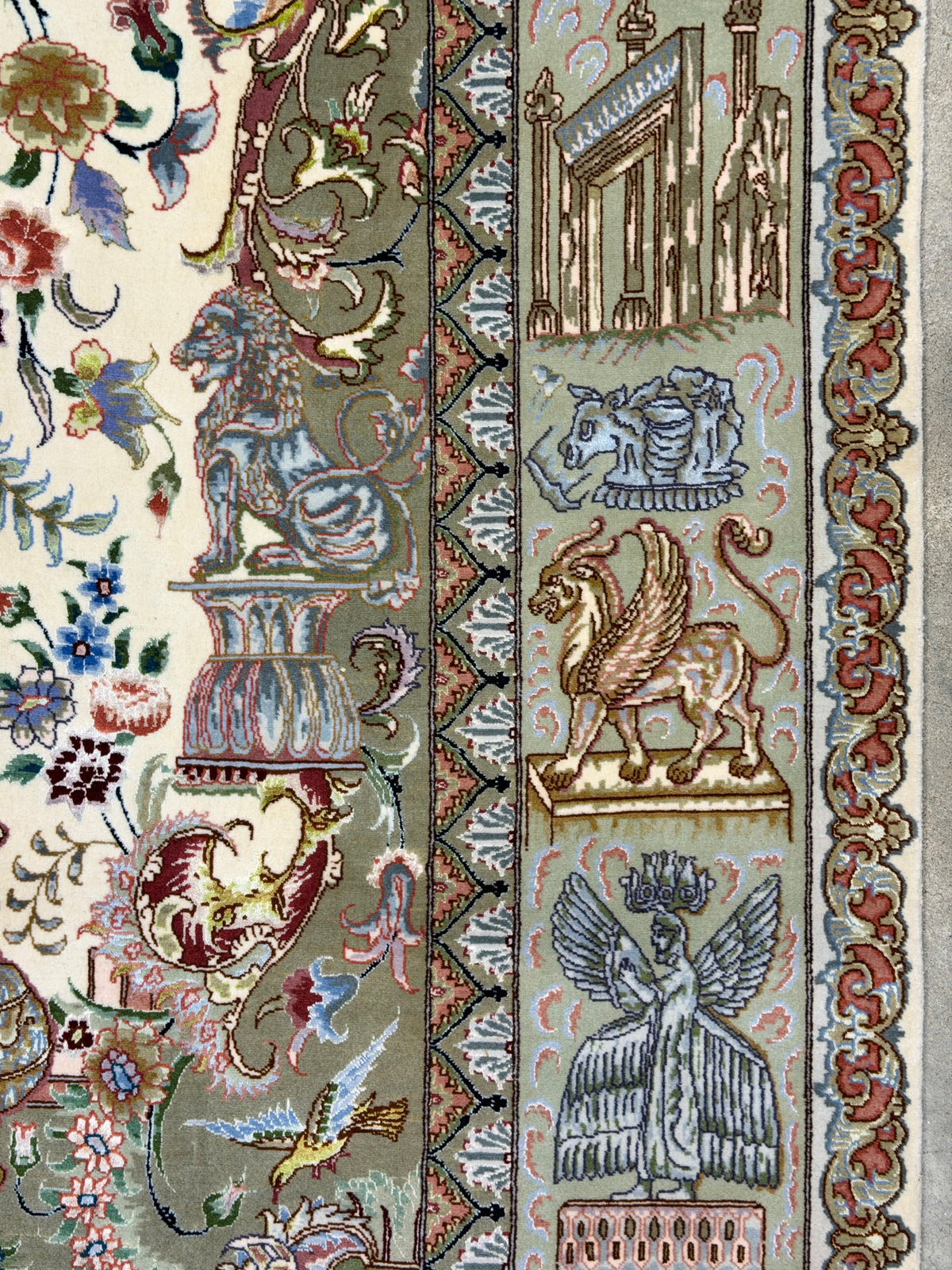 Hand-Knotted Pictorial 60 Raj Persian Tabriz Rug - 6'6"x10'2"