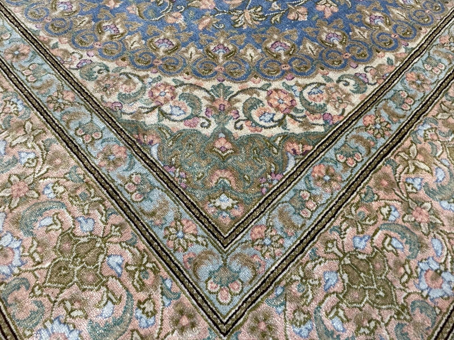 3x5 Luxurious Fine Hand-Knotted 100% Silk Persiane Qume Rug Handmade Green