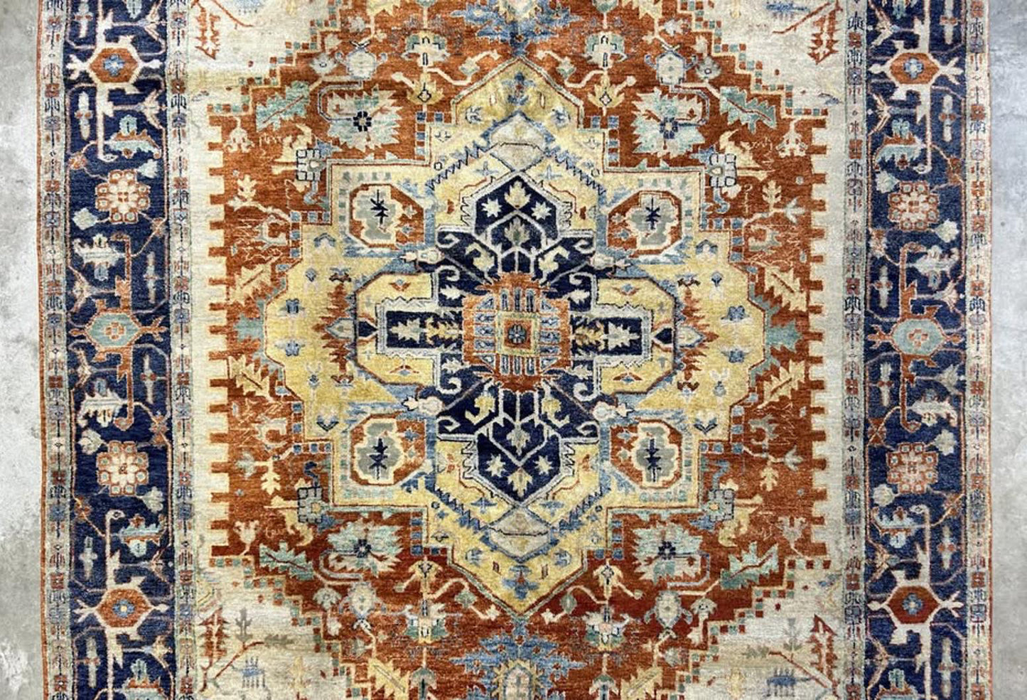 8'9"x12' Handmade 100% Wool Indian Serapi Rug