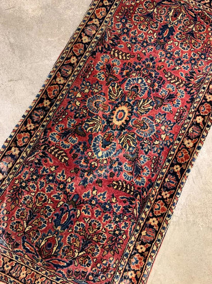 2'1"x4' Antique Handmade 100% Wool Persian Sarouk Rug