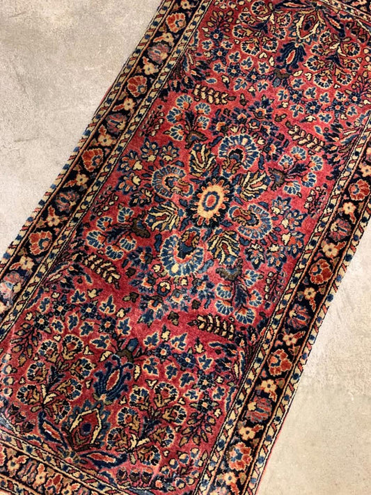 2'1"x4' Antique Handmade 100% Wool Persian Sarouk Rug