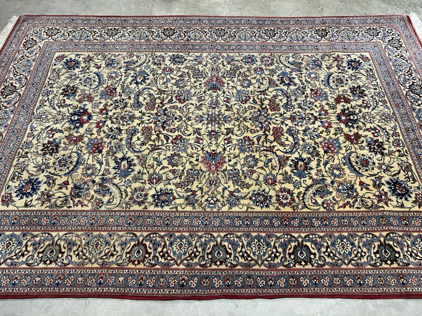 4’11”x7’6” Hand-Knotted Fine Antique Wool Nain Area Rug - All-over Carpet