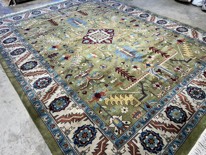 8'10"x11'10" Handmade 100% Wool IndoHeriz Rug