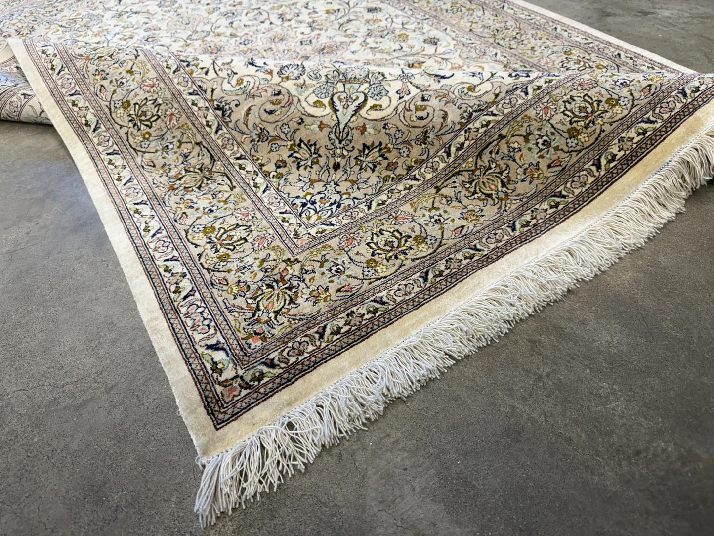 3x5 Luxurious Fine Hand-Knotted 100% Silk Persiane Qume Rug Handmade Beige