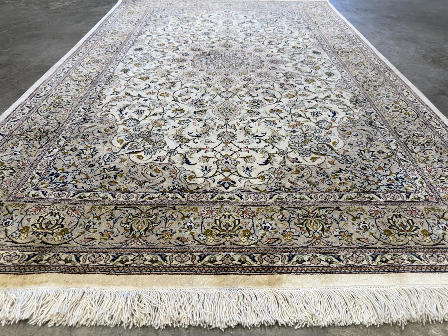 3x5 Luxurious Fine Hand-Knotted 100% Silk Persiane Qume Rug Handmade Beige