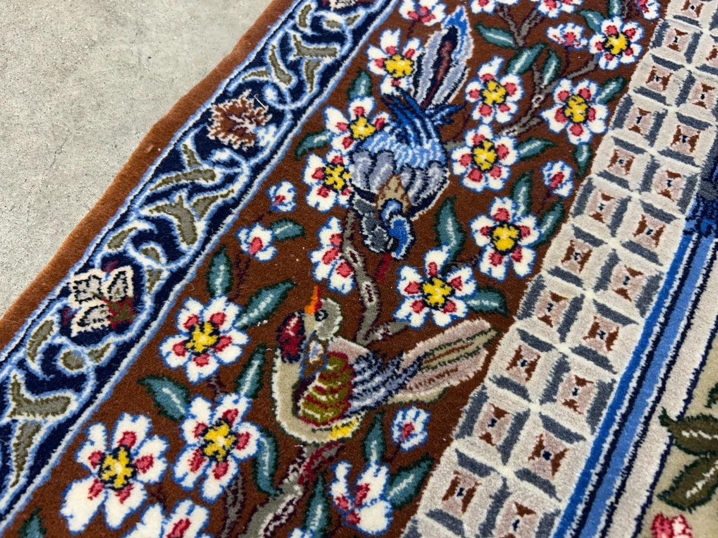 3’9”x5’11” Hand-Knotted Fine Wool & Silk Isfahane Pictorial Area Rug - Carpet