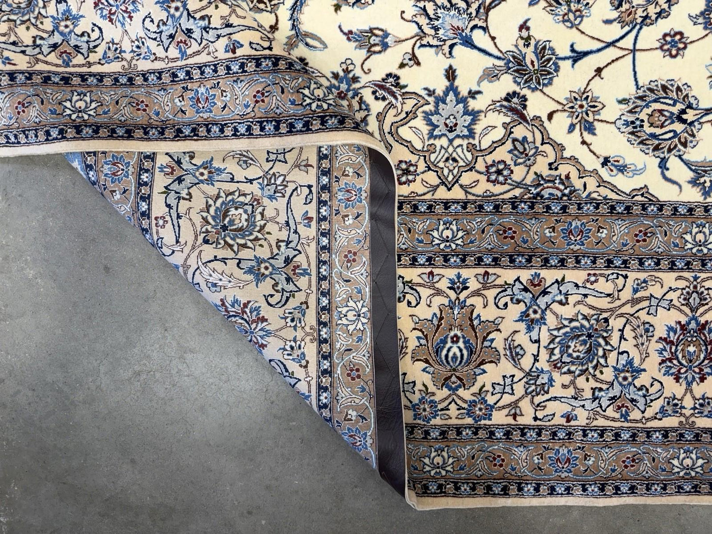 8’7”x12’1” Hand-Knotted Wool & Silk Nain Habibian Area Rug 8x12 Handmade Carpet